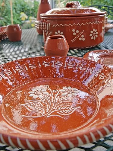 Miniatura 8 de Plato llano de cerámica portuguesa de terracota y arcilla - Juego de 4 platos hechos en Portugal