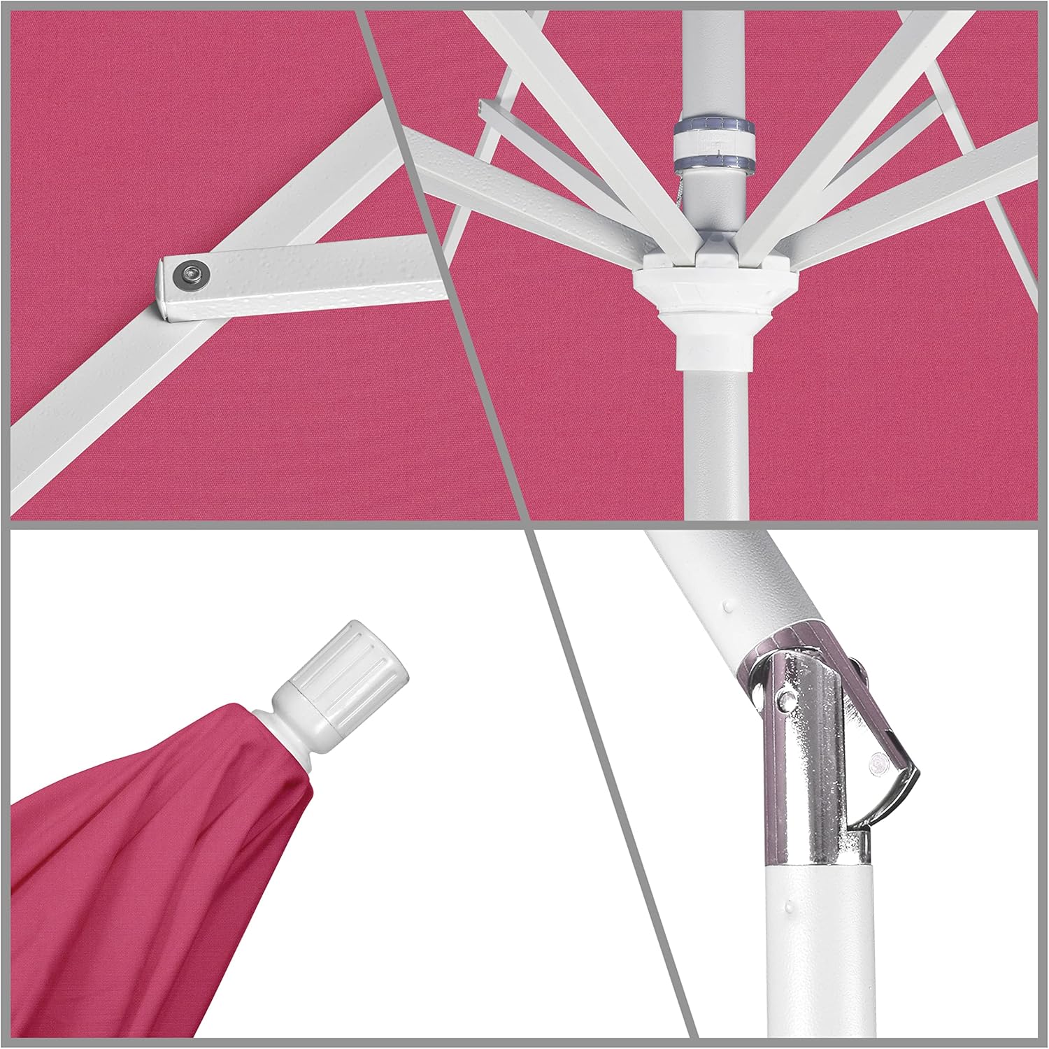 California Umbrella 11' Round Aluminum Market Umbrella, Crank Lift, Collar Tilt, Bronze Pole