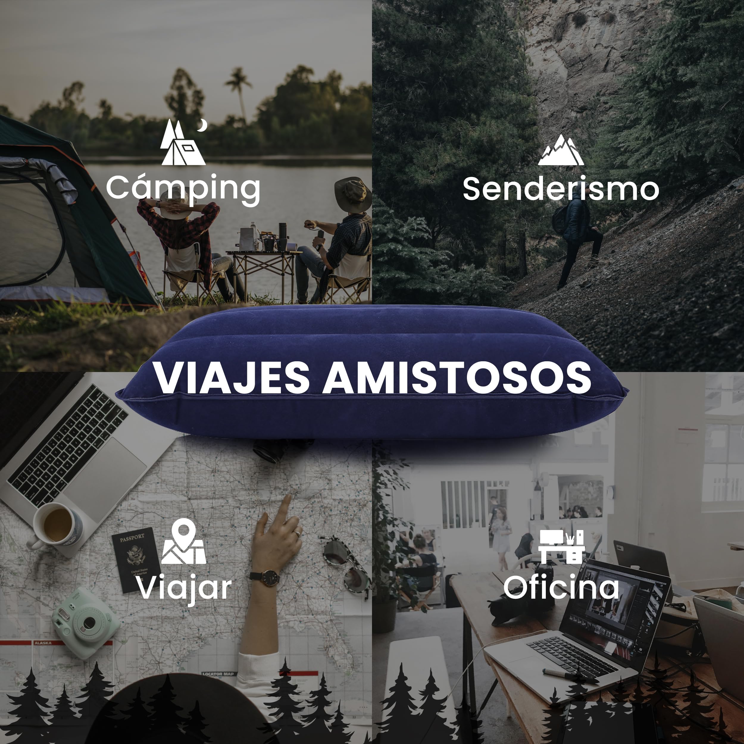 Almohada Hinchable Camping | Travel Essentials | Viajes Accesorios | Almohada Inflable, Cojin Viaje Travel Pillow Portátil para Senderismo y Playa