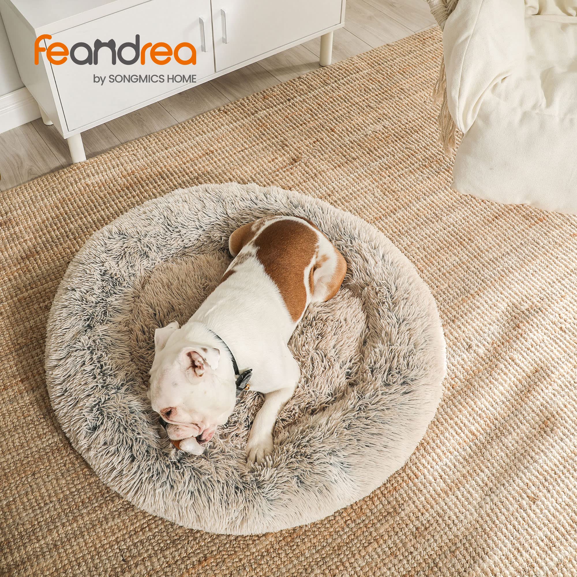 Feandrea Cuccia per Cane, in Peluche Morbida, 80 cm, Cachi PGW040S01