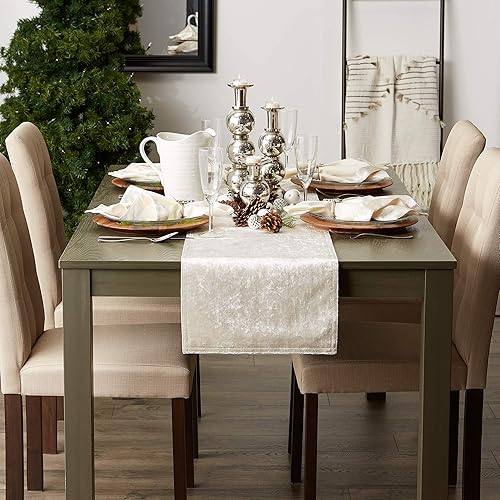 Miniatura 8 de DII Velvet Collection - Camino de mesa, 14x72, color crema