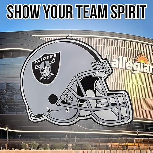 Vista 6 de FOCO Letrero de madera para casco de fútbol americano de Las Vegas Raiders, edición limitada, arte de pared de la NFL en colores del equipo, tiene