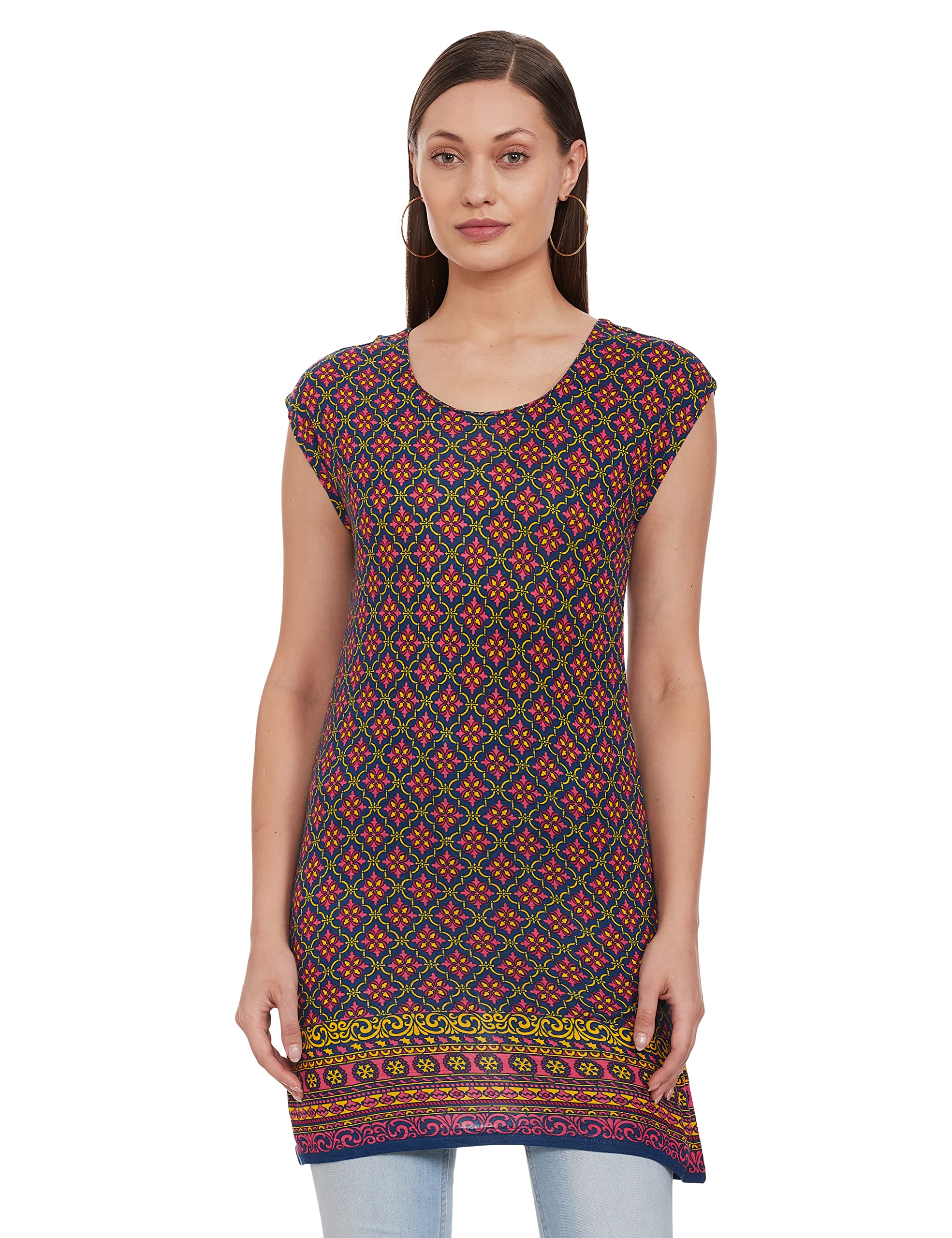 rangriti Women's Floral Regular Tunic Shirt-picture-1
