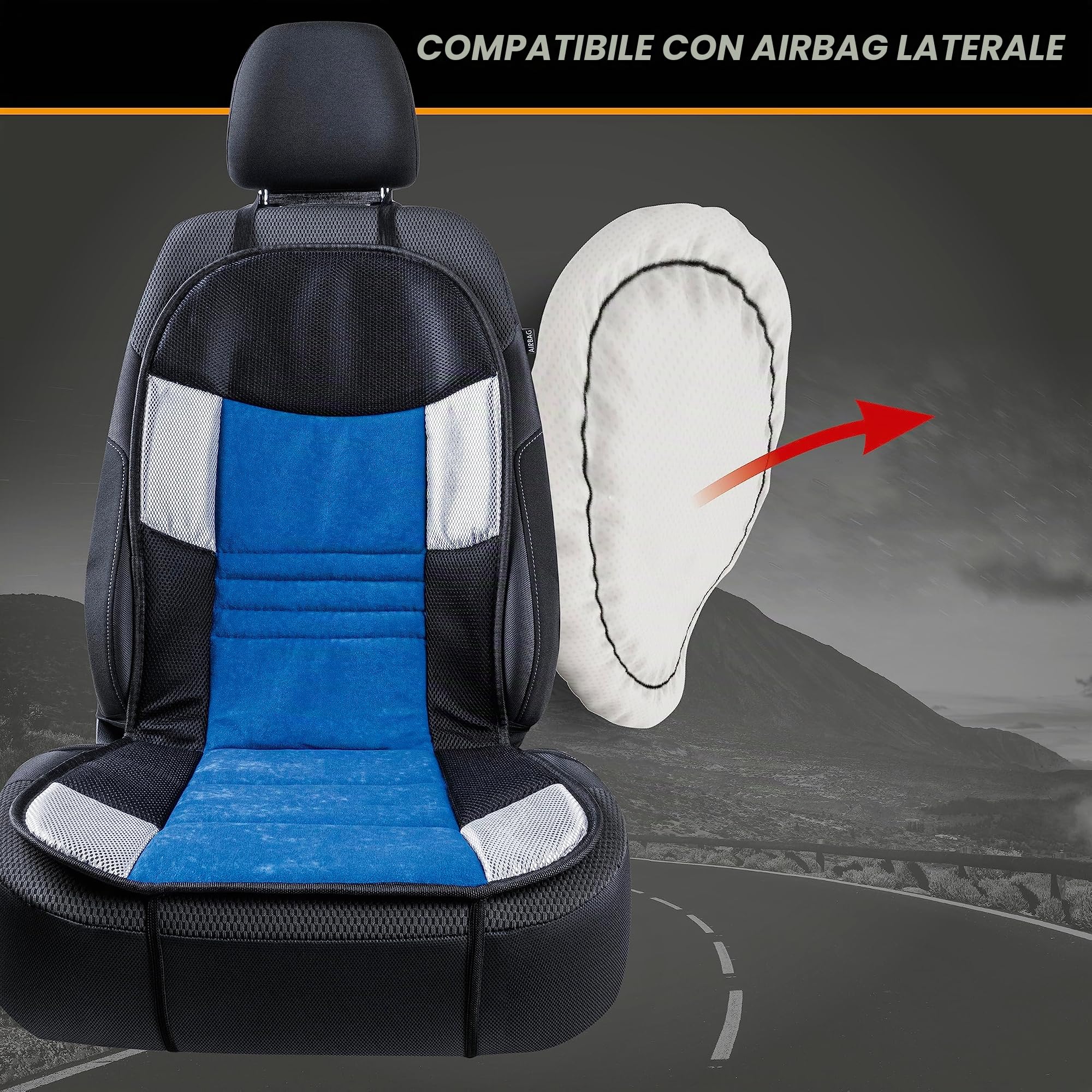 WALSER Coprisedili auto Hunt, coprisedile auto universale, proteggi sedili anteriori veicolo e camion blu/nero