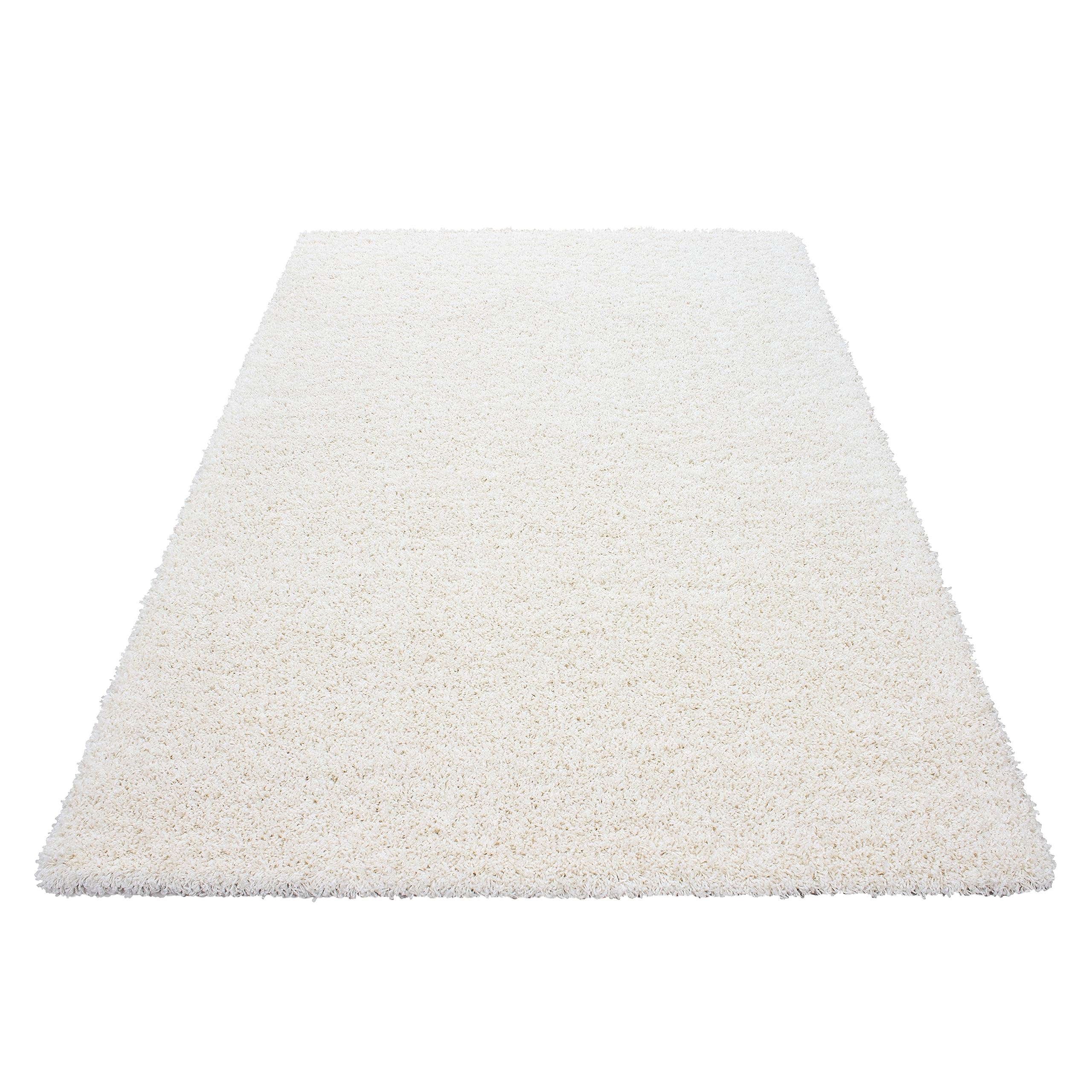 HomebyHome Alfombra Salon Peludo de Pelo Largo Crema 160x230 cm - Alfombras de Habitacion Sala de Estar Modernas Suave y Esponjoso - Alfombras Dormitorio Moqueta Cocina Rectangular
