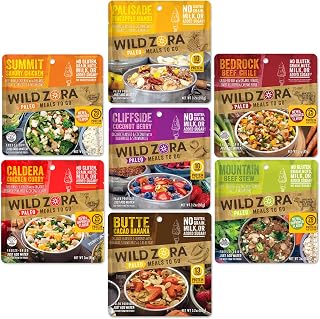 Wild Zora Paleo Freeze-Dried Meals Variety 7-Pack: Gluten-Free Grain-Free Backpacking Camping Food No Added Sugar