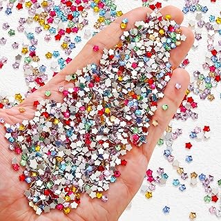 300Pcs Colorful Stars Rhinestones for Nails 3D Clear Resin Shiny Five Pointed Star Nail Rhinestones Pentagram Nail Art Charms Multi-Color Star Nail Diamond Nail Accessories Nail Supplies for Women