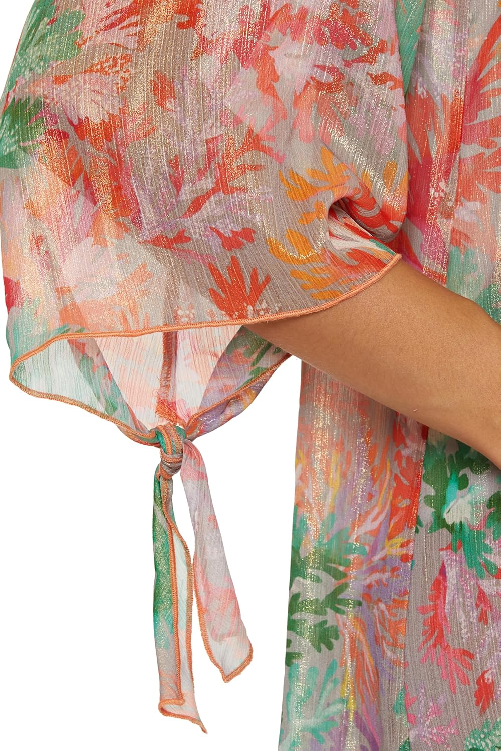 BECCA womens Coral Reef Tie Front Tunic, Casual, Sheer, Beach Cover Ups for Women - Image 5