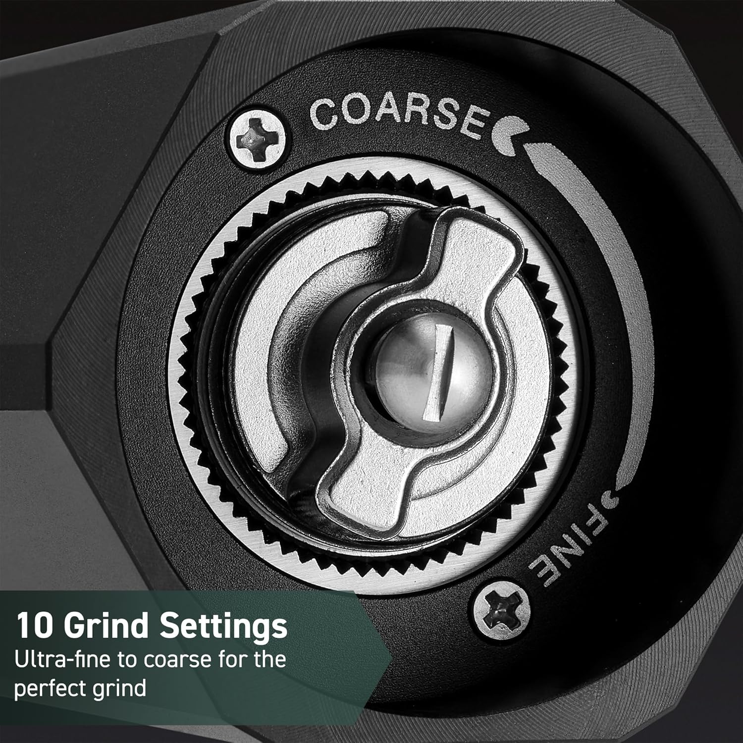 HexClad HexMill Tabletop Salt and Pepper Grinder Set with Stand, 10 Adjustable Grind Settings, High-Efficiency Burr, Solid Milled Aluminum Build, Easy-Fill Cap, Convenient 5.25" Size for Tabletop Use