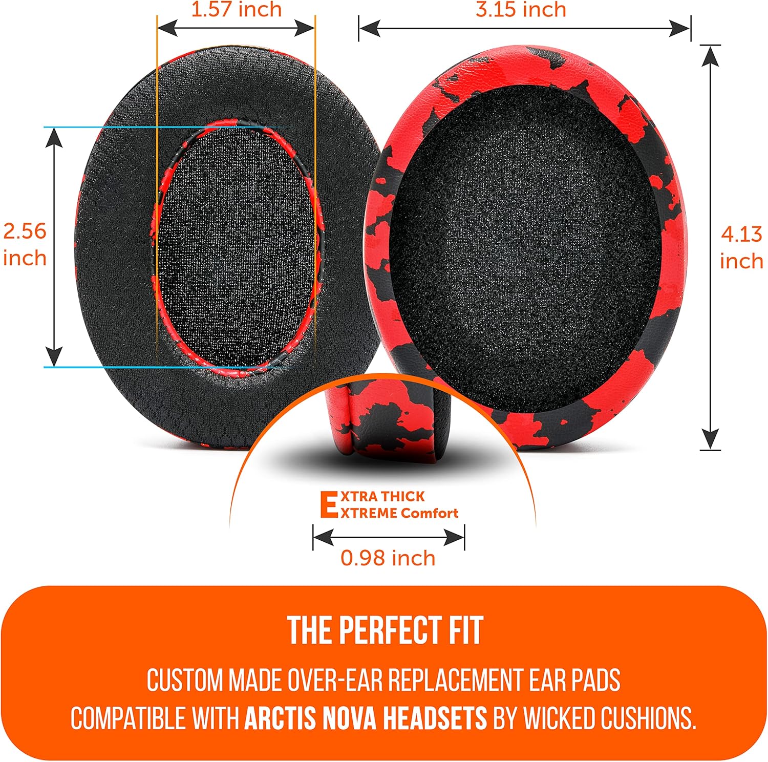 WC Modkit Arctis Nova 7 – Gel Earpads, Wide Headband & Side Plates Compatible with Arctis Nova 7, 5, Pro Wired & More, Made by Wicked Cushions | Comfort & Style Upgrade Kit | Red Camo