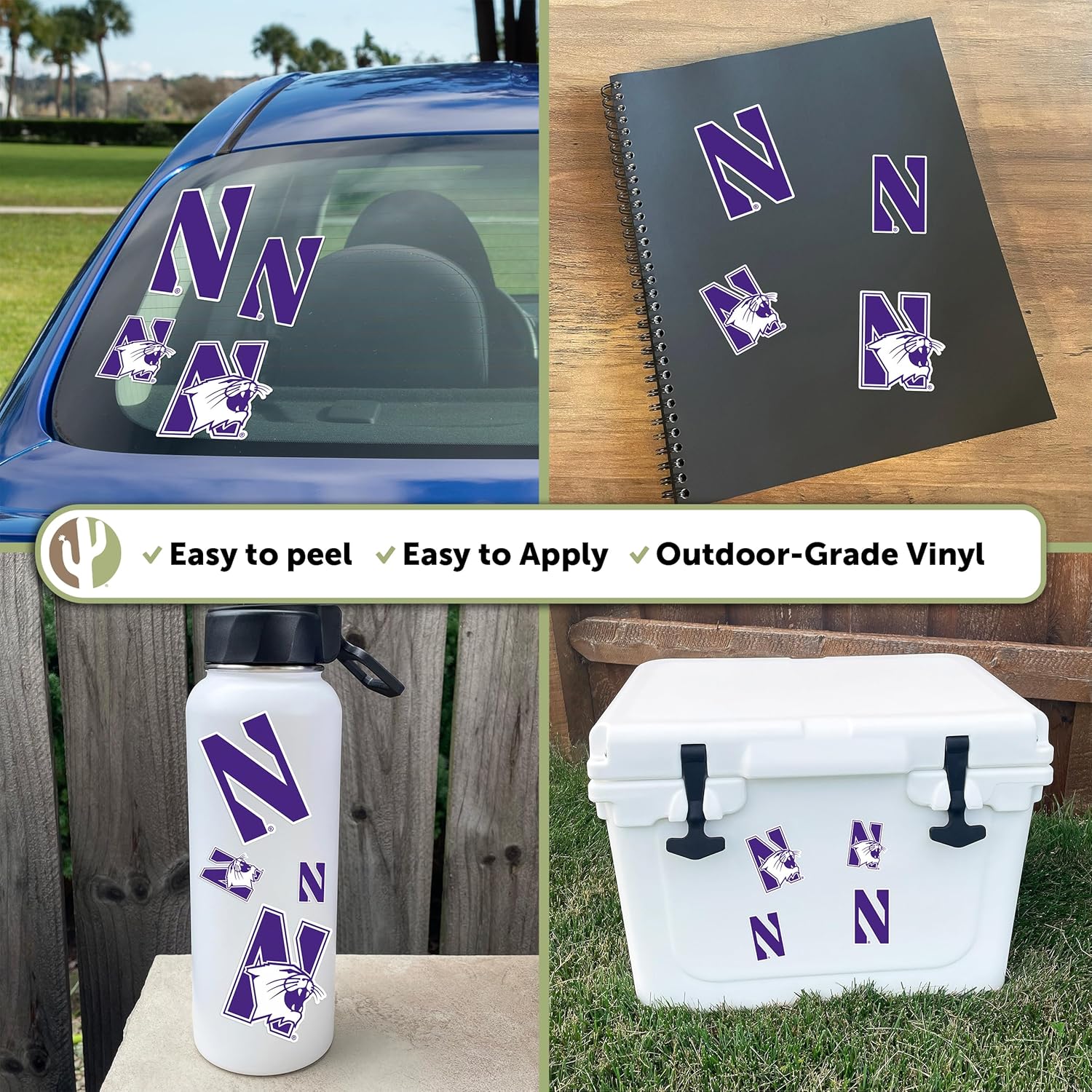 Desert Cactus Northwestern University Sticker Northwestern Wildcats Vinyl Decal Laptop Water Bottle Car Scrapbook Sheet (Type 1-1) - Image 2
