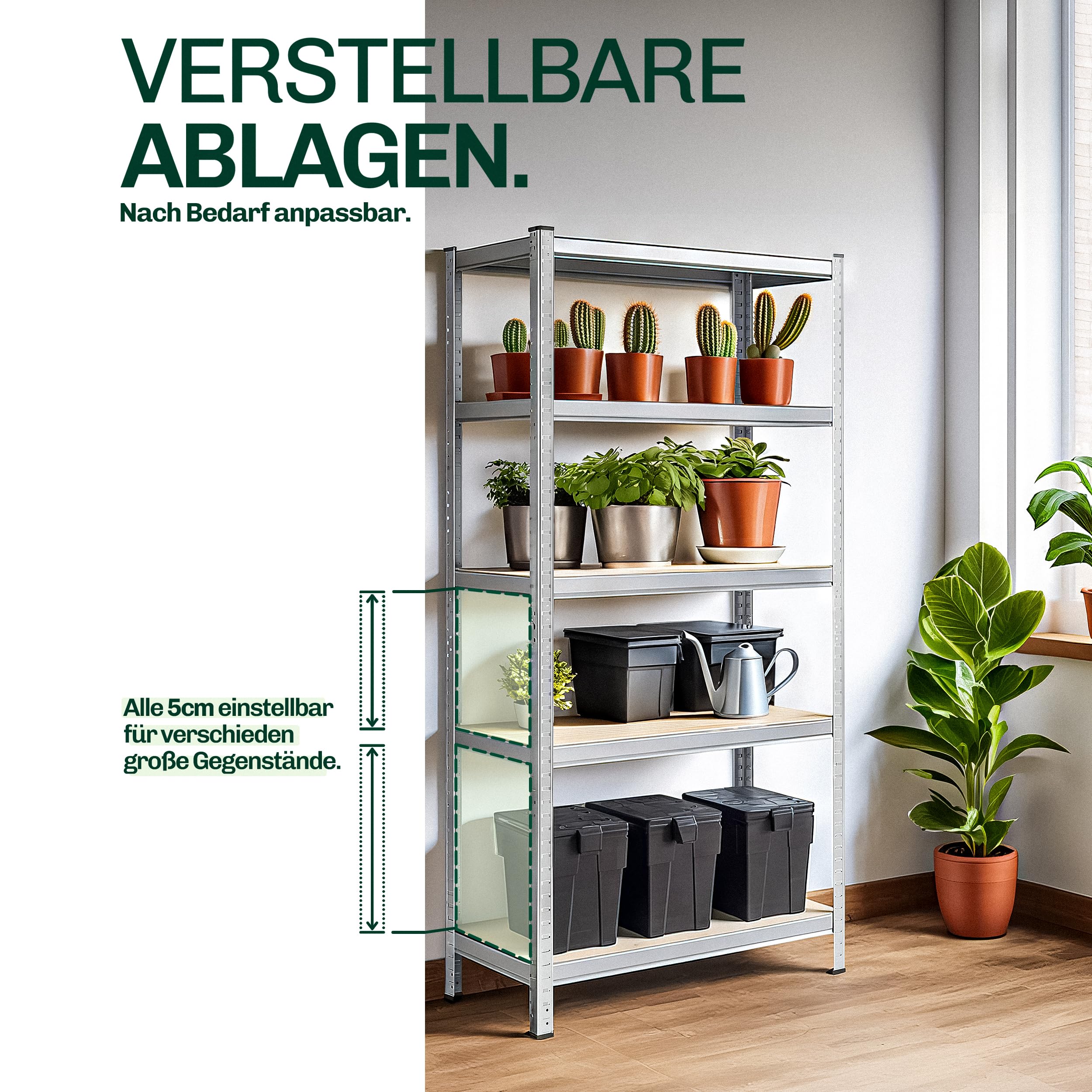 Blumixx Schwerlastregal 180x90x40-875 kg Tragkraft je Regal, 5 verstellbare MDF Böden - Kellerregal, Lagerregal, Metallregal Steckregal - Regalsystem für Werkstatt Abstellraum Garage