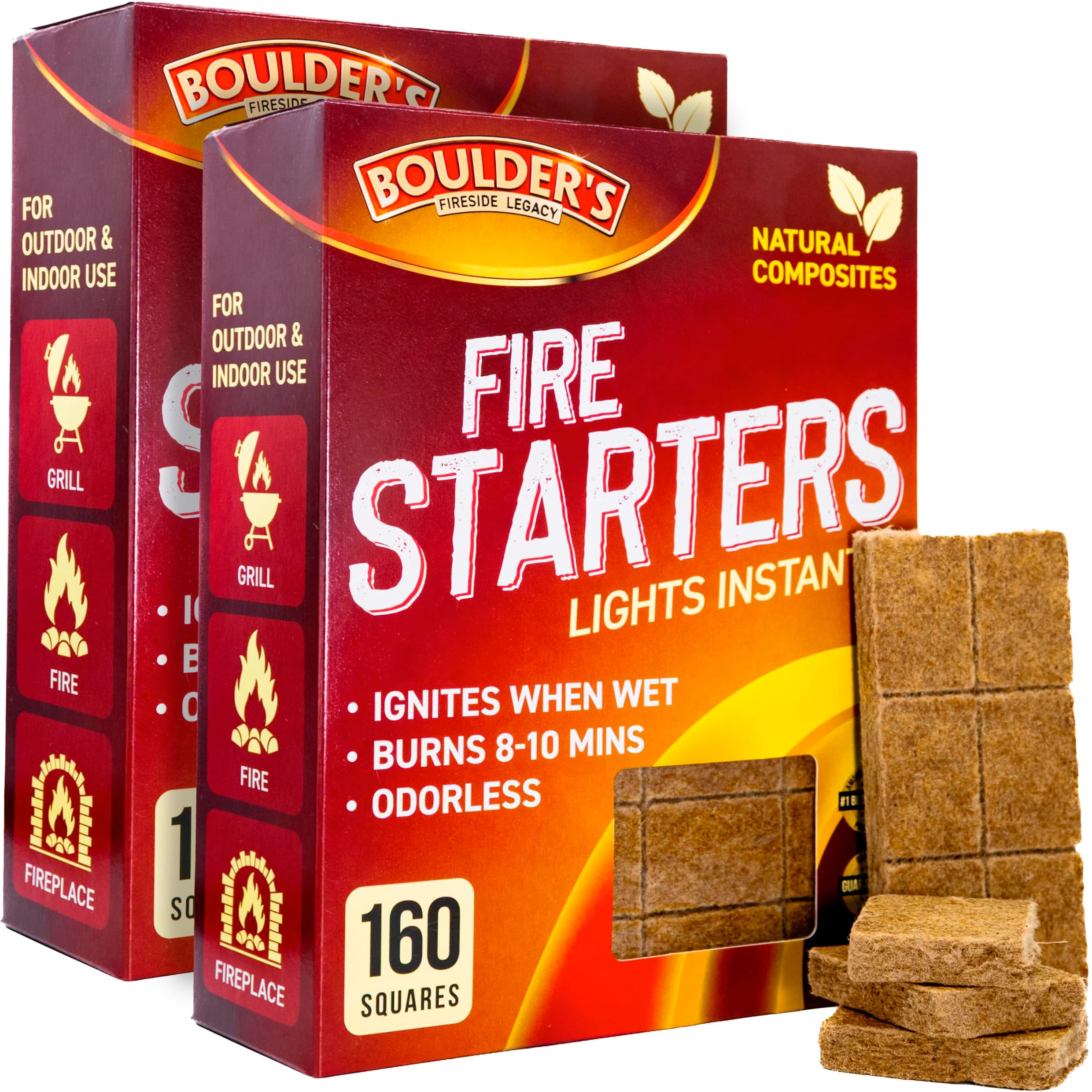Fire Starter Cubes, 320 pcs - Bulk Pack - Fast Grill BBQ Charcoal Start - Odorless &amp; Waterproof - Firestarter Squares for Campfire, Outdoor Fire Pit, Wood Stove, Fireplace, Logs - Camping Essentials