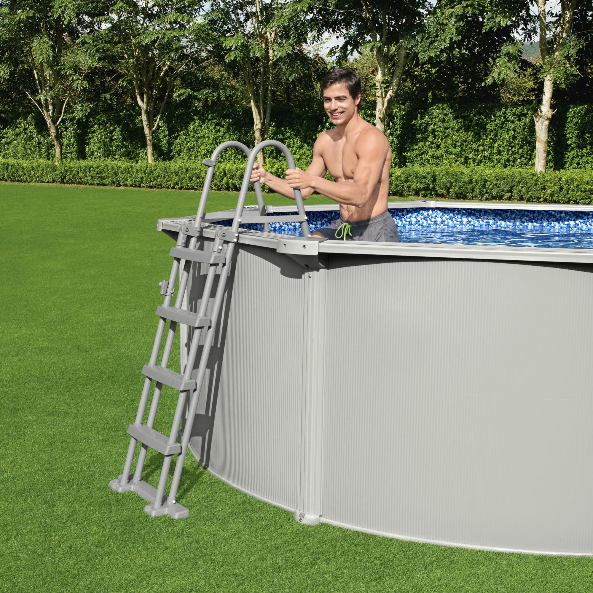 Bestway Hydrium Stahlwandpool Komplett-Set mit Sandfilteranlage 500 x 360 x 120 cm, grau, rund