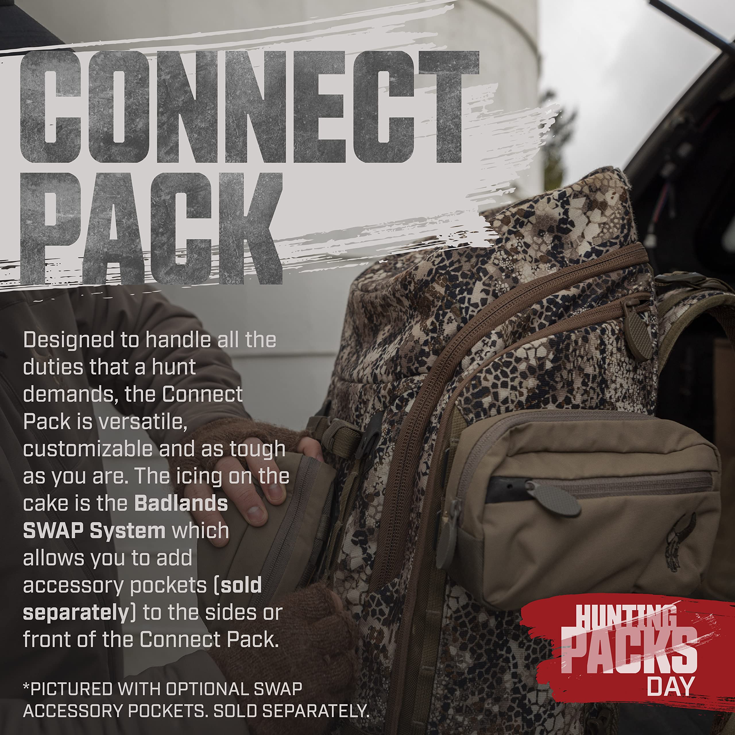 Badlands Connect Pack - Customizable Hunting Backpack with Quiet Durable KXO-50 Fabric, Lightweight Design, Approach FX