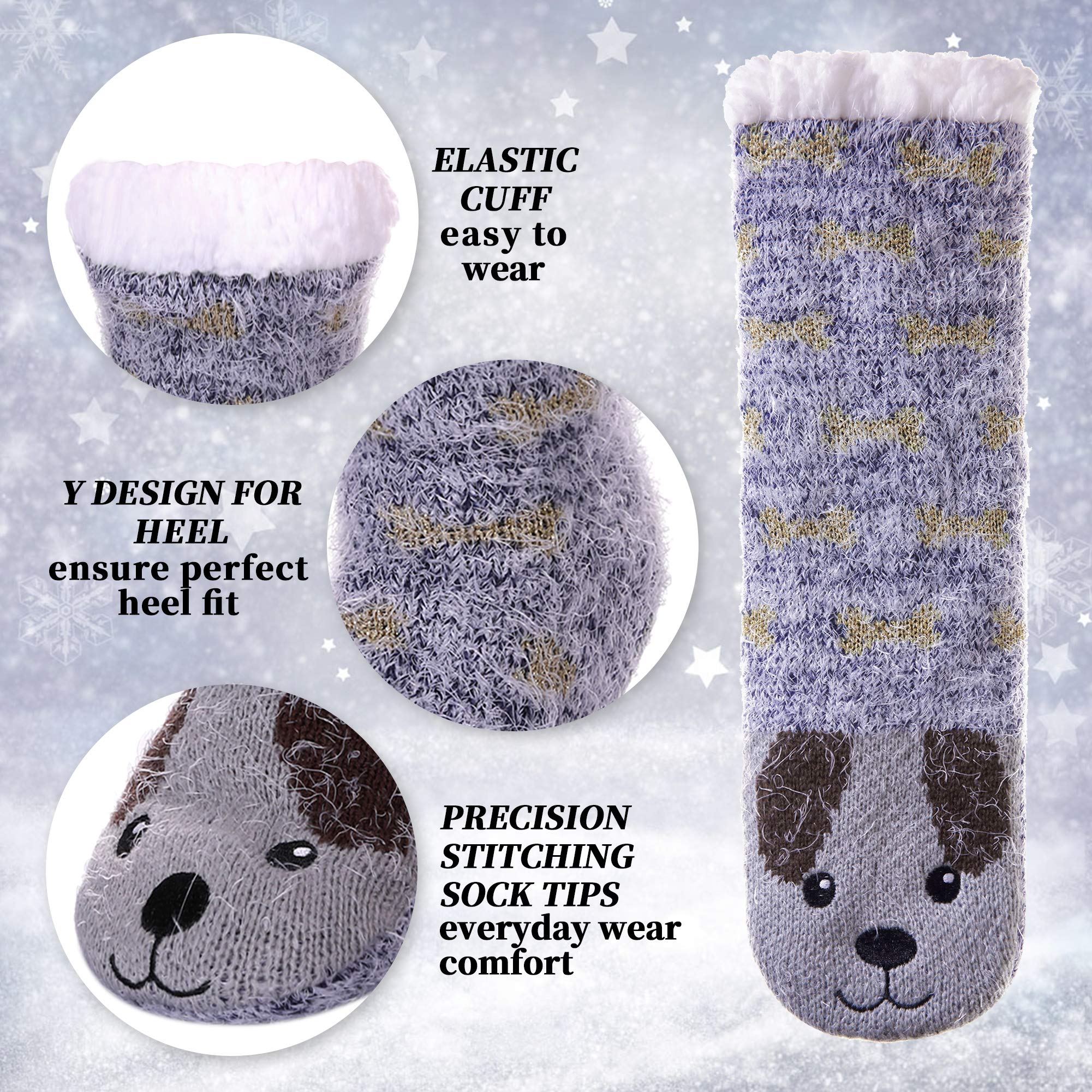 LANLEO Calcetines mullidos para mujer con pinzas, para invierno, cálidos, gruesos, forro polar de felpa, antideslizantes, calcetines para el hogar