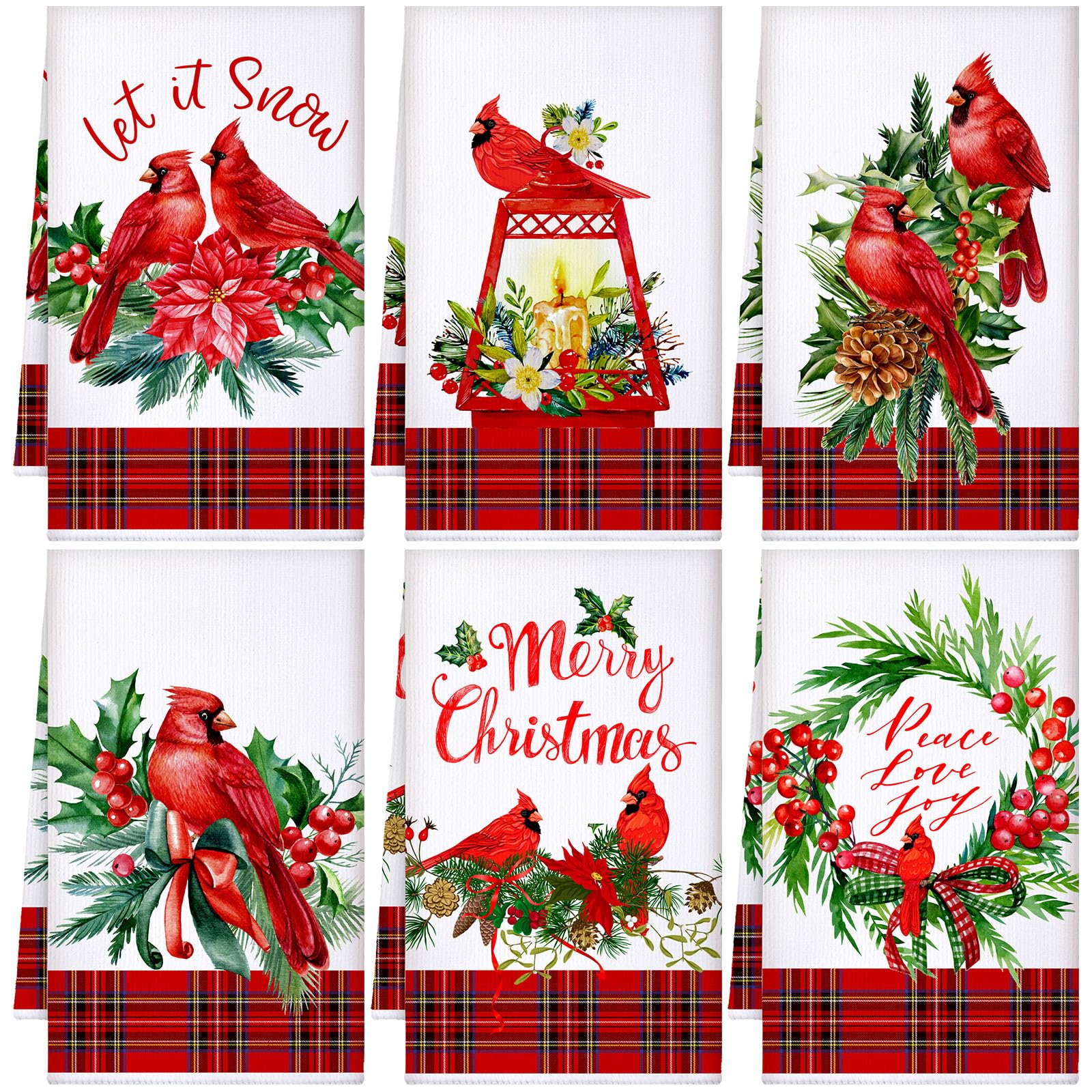 Toallas de cocina de Navidad de granja, juego de 6 paños Mixweer absorbentes de 16x24 pulgadas