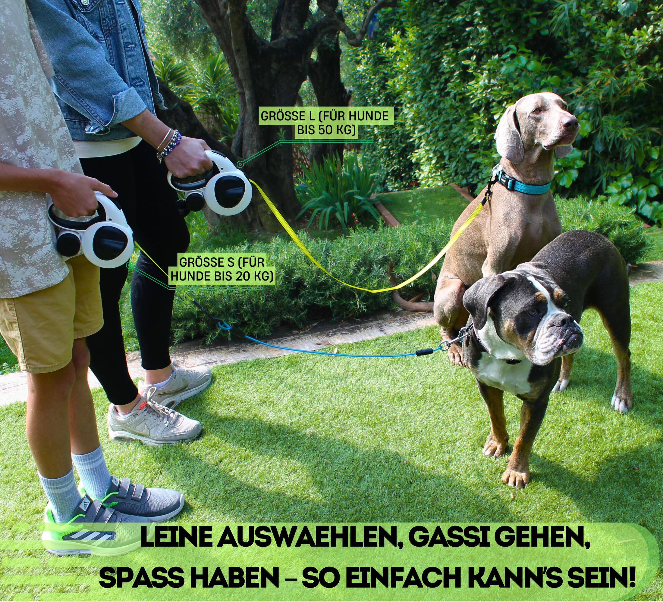 Snuggle Paws Ausziehbare Hundeleine 5m – Kompakt & Leicht: LED-Lampe, Integrierter Kotbeutelspender, Anti-Kau-Stahlseil, Reflektierendes Nylonband | Rollleine für kleine Hunde bis 20 kg