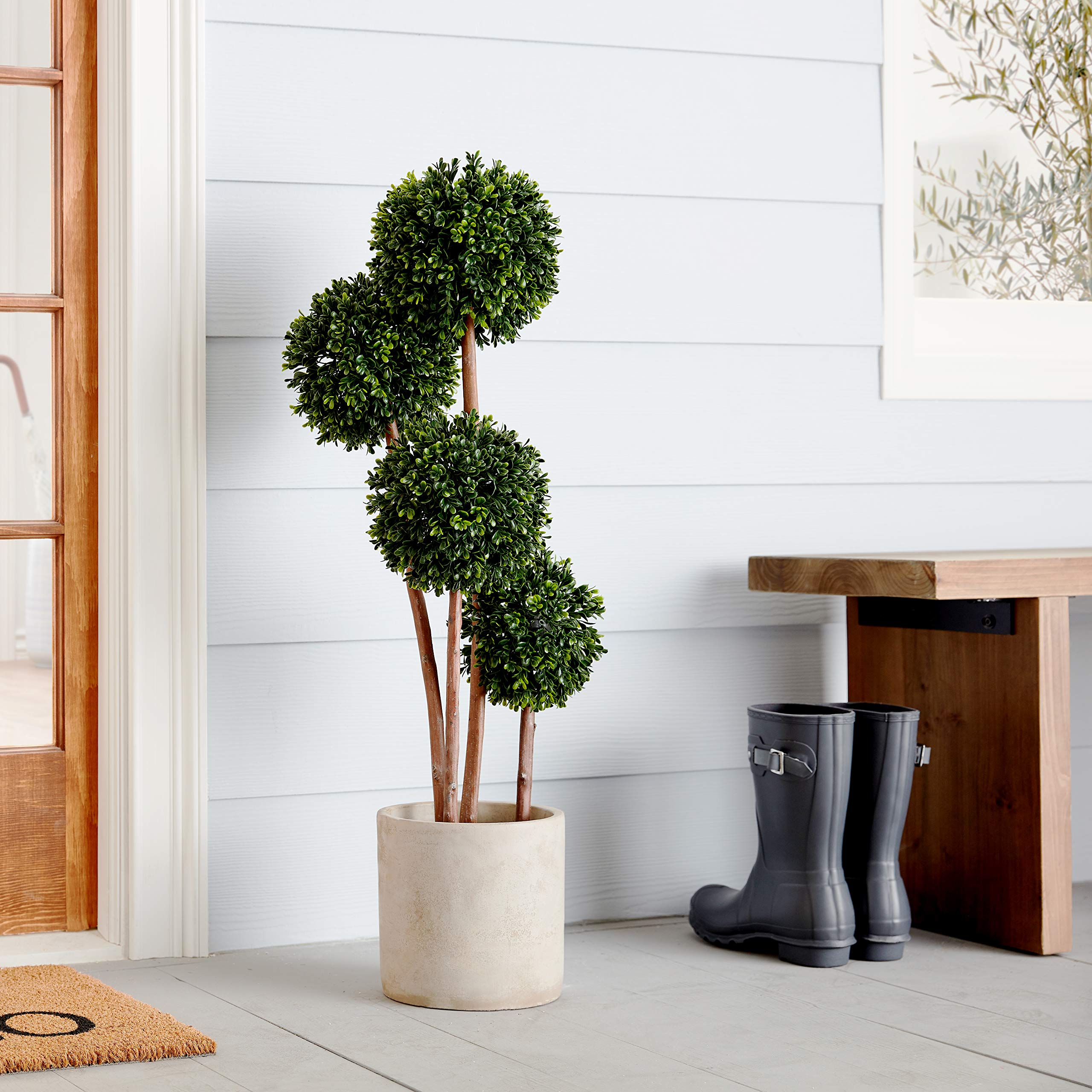 Nearly Natural 5486 Boxwood Topiary Artificial Tree UV Resistant, Green