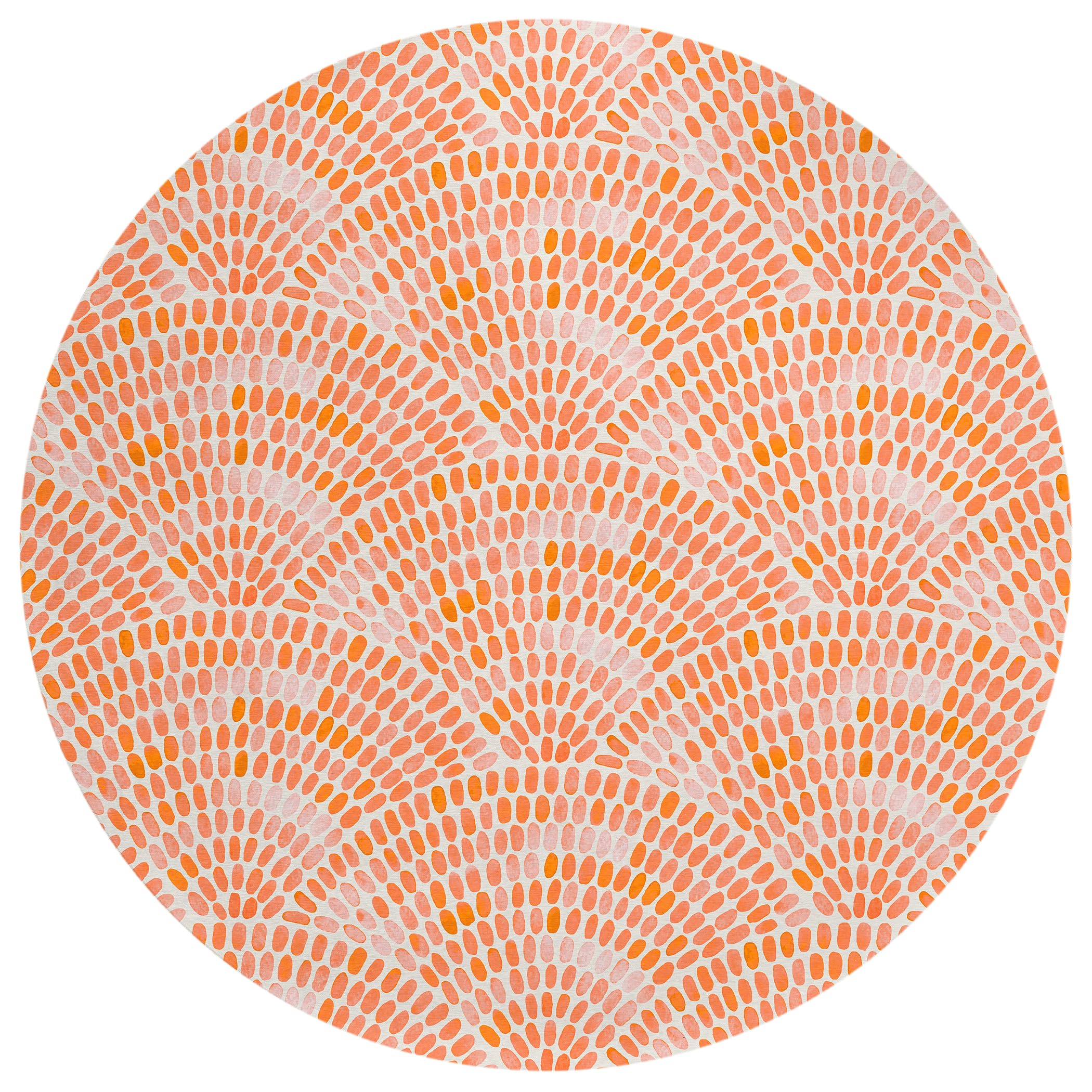 Addison Rugs Surfside ASR37 Peach 8' x 8' Indoor Outdoor Round Rug, Easy Clean, Machine Washable, Non Shedding, Bedroom, Living Room, Dining Room,