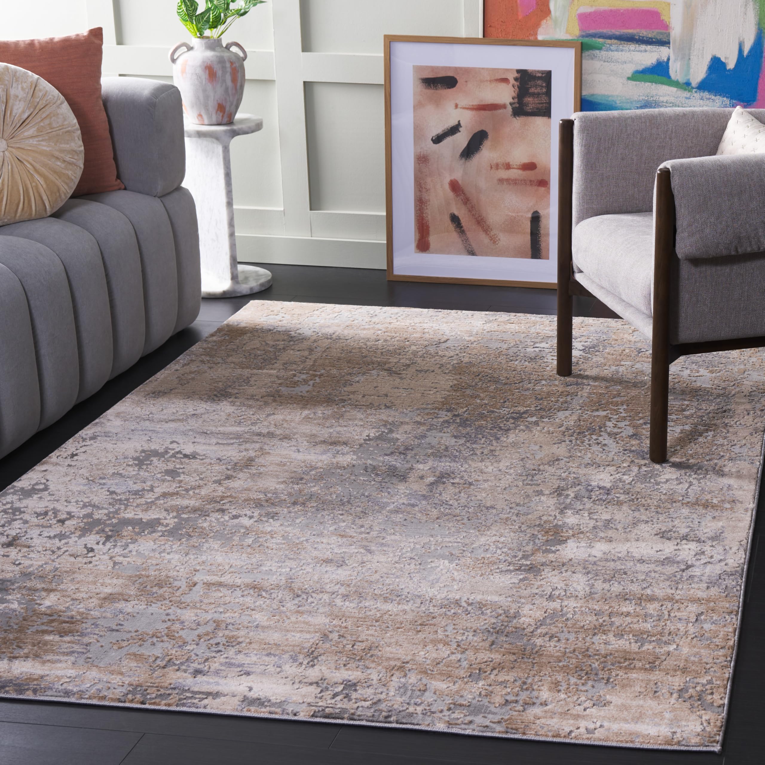 Tapis salon abstrait beige crème Safavieh 160 X 229 cm chambre