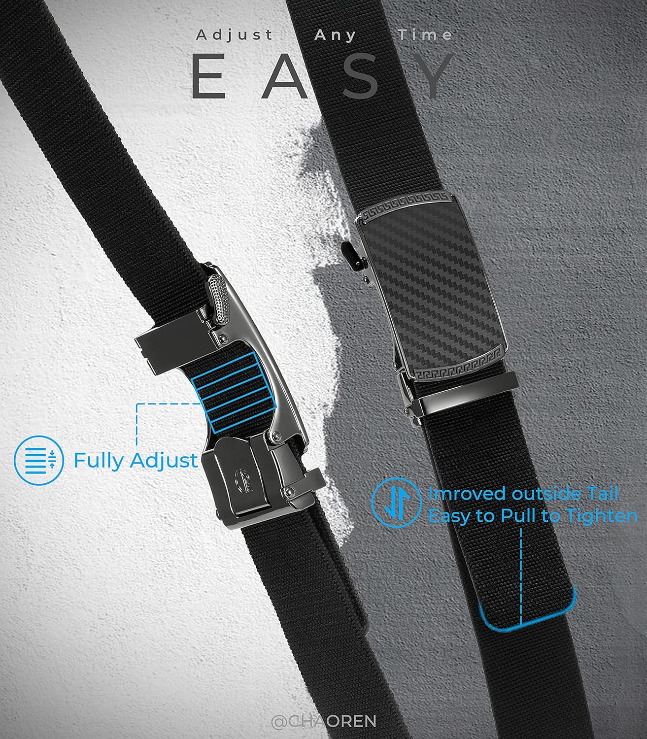 CHAOREN Mens Belt Stretchable - Elastic Golf Nylon Web Adjustable Belt - for Casual Wear - Image 4