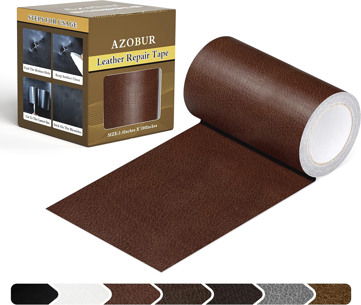 Azbour Leather Repair Tape Patch, 2.4''x15' Super Adhesive
