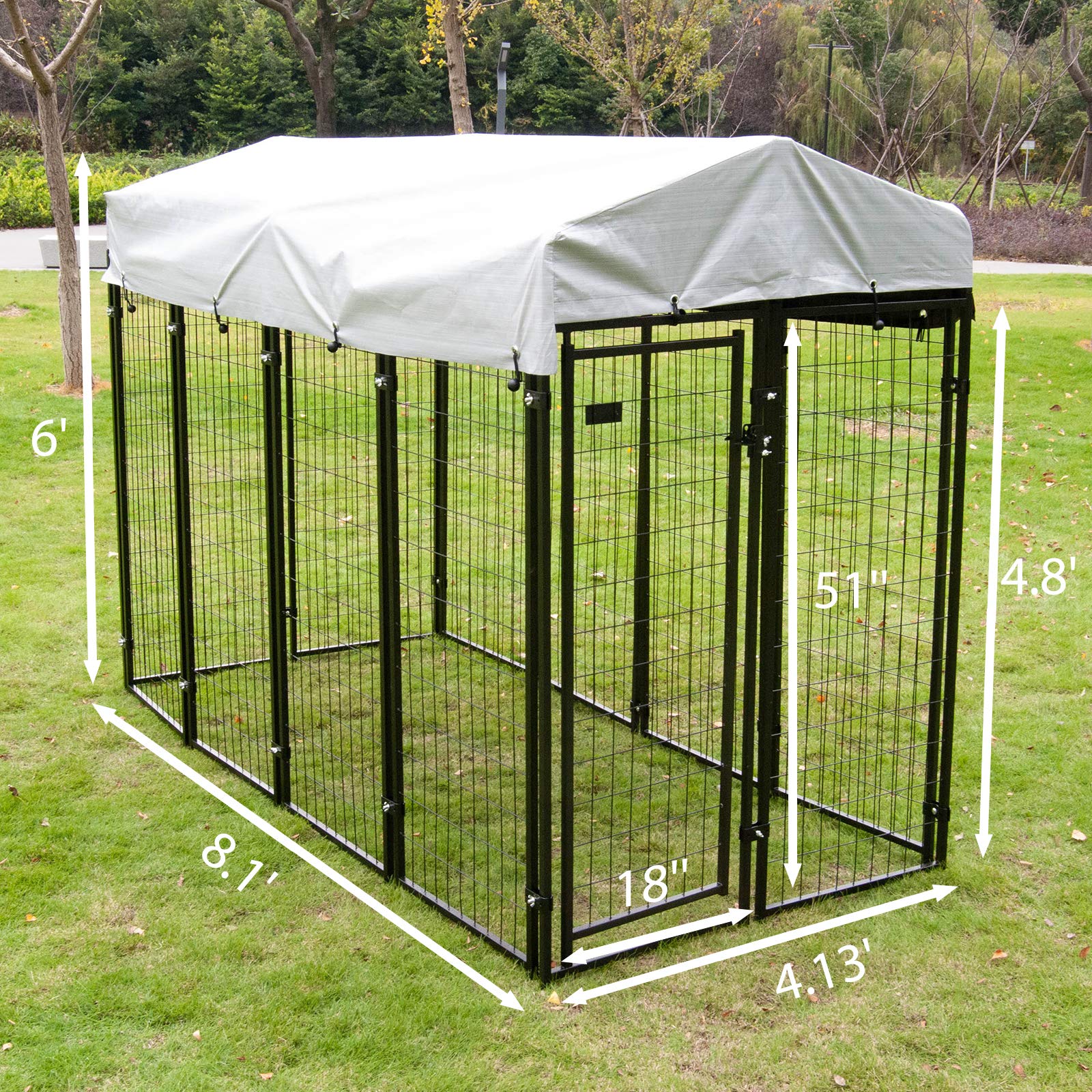 Dog Playpen House Heavy Duty Large Outdoor Dog Kennel Galvanized Steel