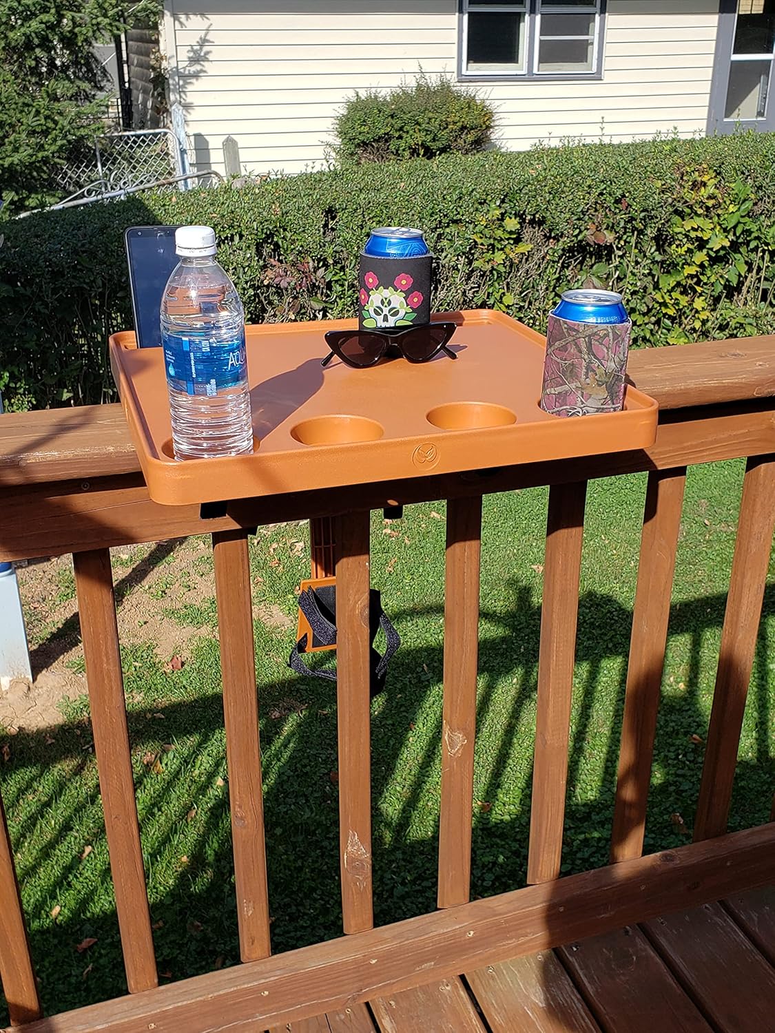 Adjustable Poolside Table – Portable Above‑Ground Pool Serving Tray with 4 Cup Holders & Phone Slots, UV‑Resistant Outdoor Patio Deck Bar for Drinks, Snacks, BBQ & Backyard Parties