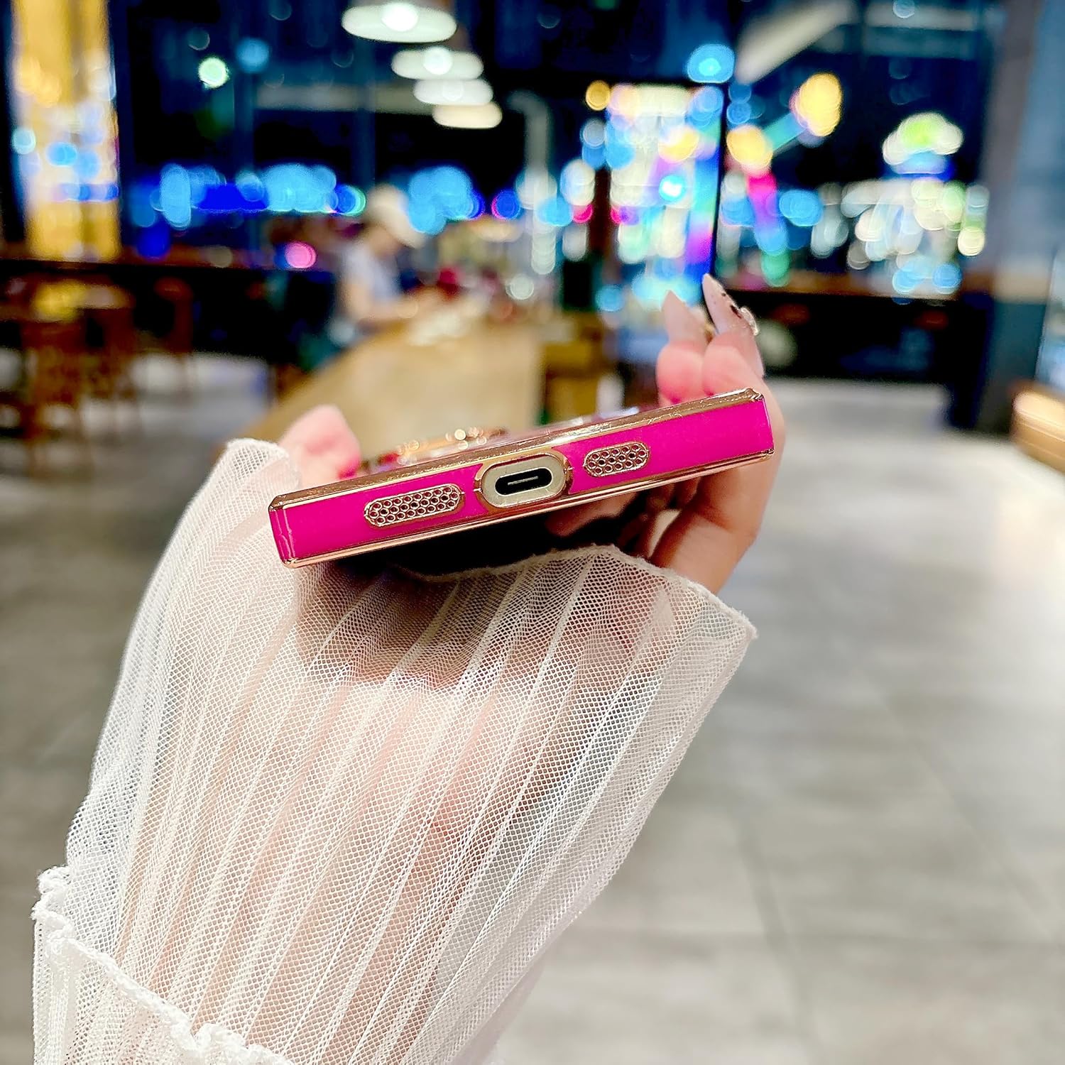 Owncase Magnetic for iPhone 15 Case, (Compatible with MagSafe) (Full Camera Lens Protection) (Reinforced Corners) Shockproof Soft TPU Electroplate Edge Bumper Case for Women, Hot Pink - Image 4