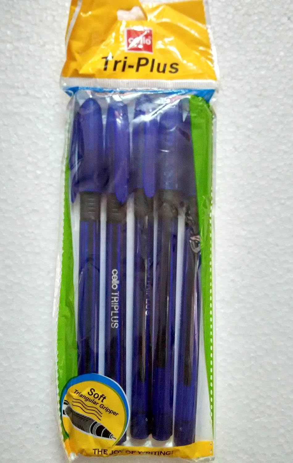 Set of 10 Cello Tri-Plus Blue Ball Point Pen - Soft Triangular Gripper - Original Brand New - India