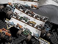 Vista 6 de Jay franco Juego de ropa de cama Queen de 5 piezas de Monster Jam Tracks incluye edredón y sábanas con Grave Digger y Megalodon de microfibra suave