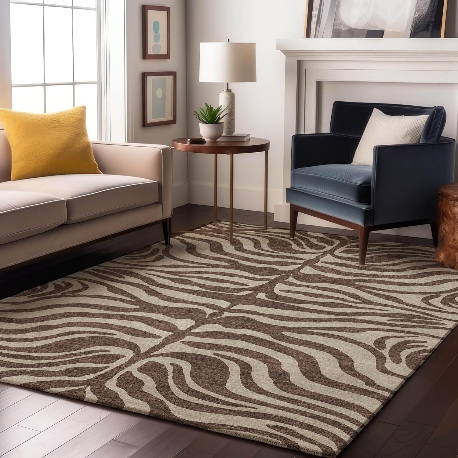 Addison Rugs Mayfield AMF1042 Brown 8' x 10' Indoor Premium Machine Washable Rug, Silky Soft, Easy Clean, Non Shedding, Bedroom, Living Room, Dining Room, Kitchen Rug