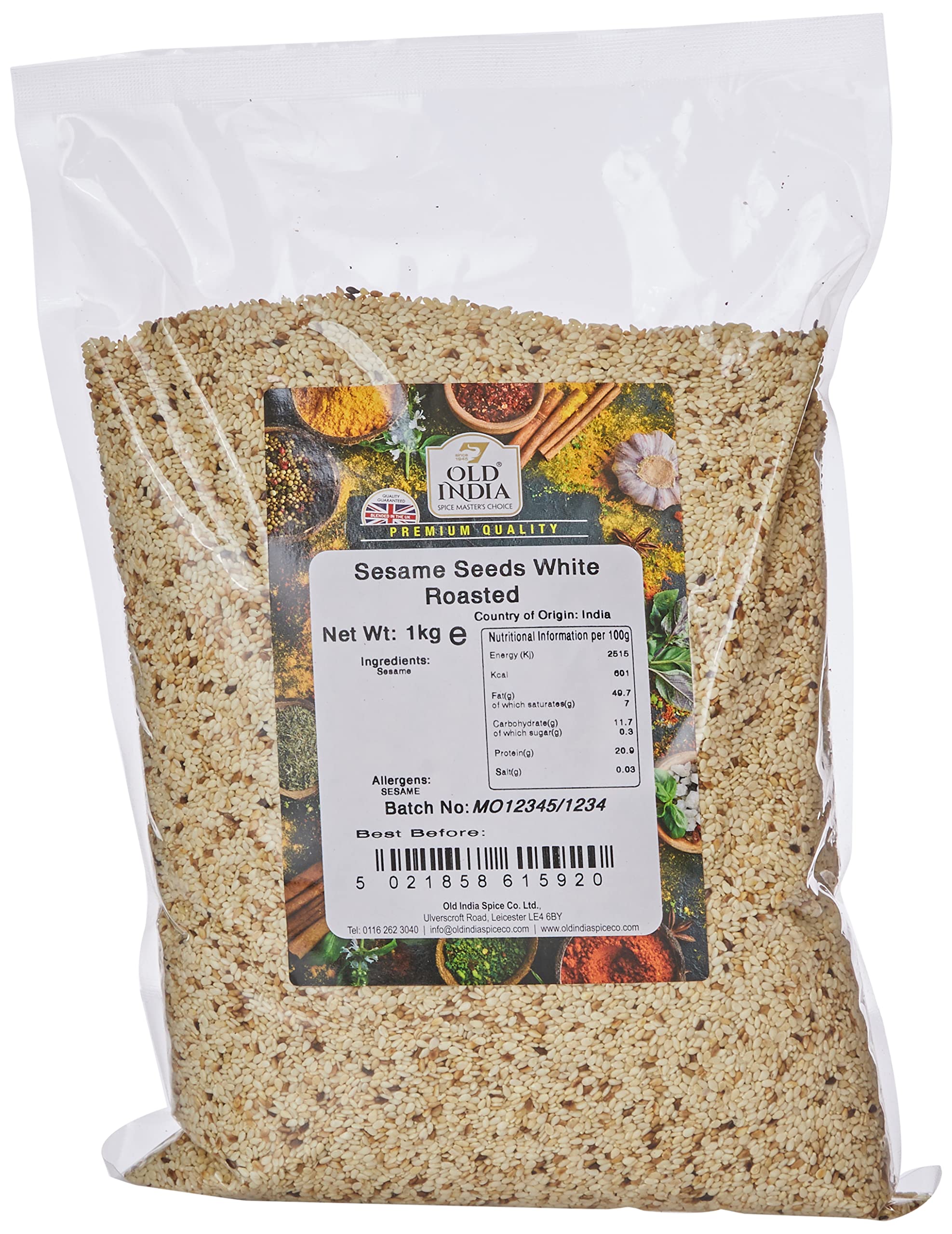 Old India Sesame Seeds White Roasted 1kg