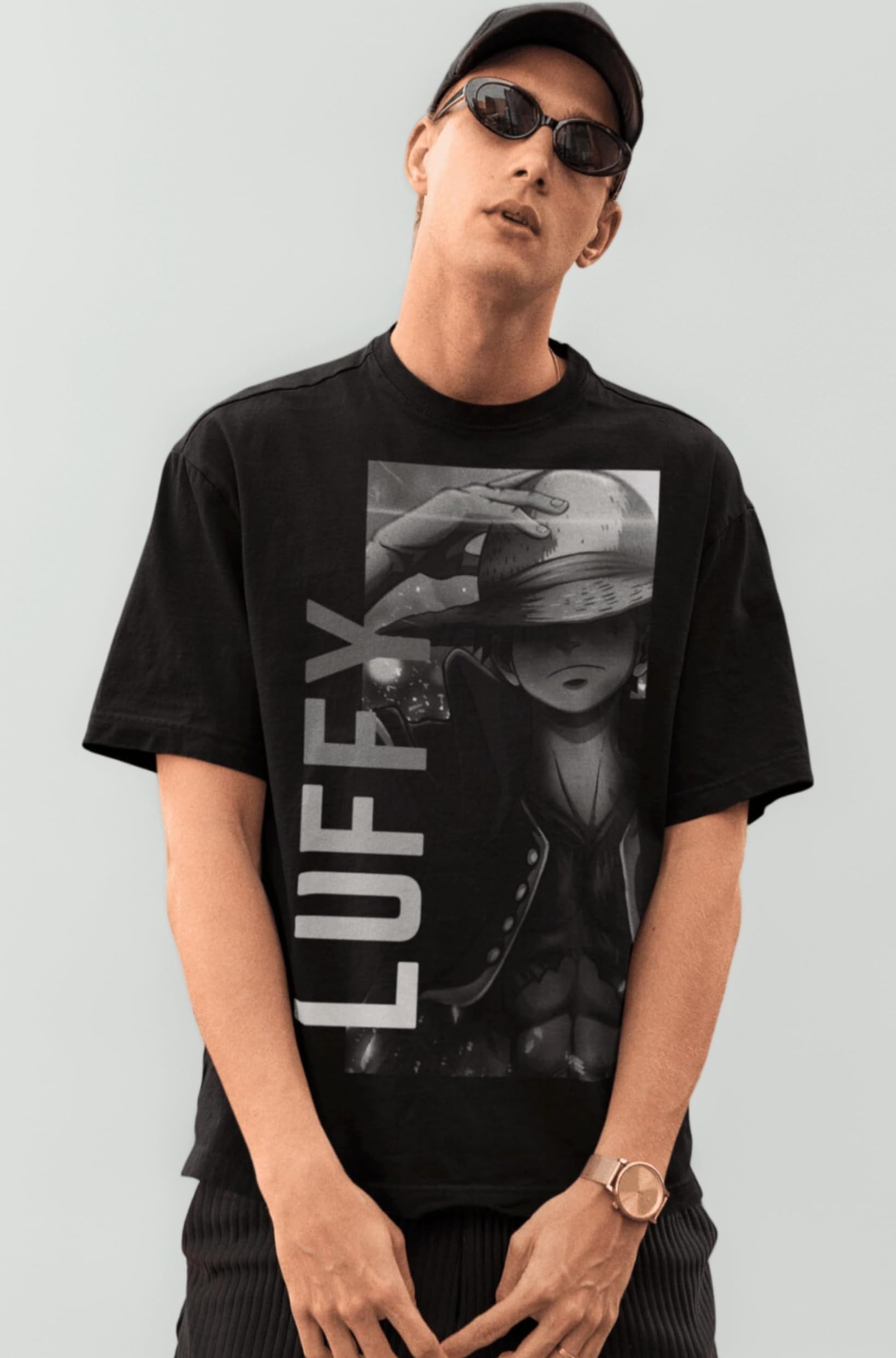 Men's Oversized Tshirt in Black Color - Monkey D Luffy | One Piece Anime