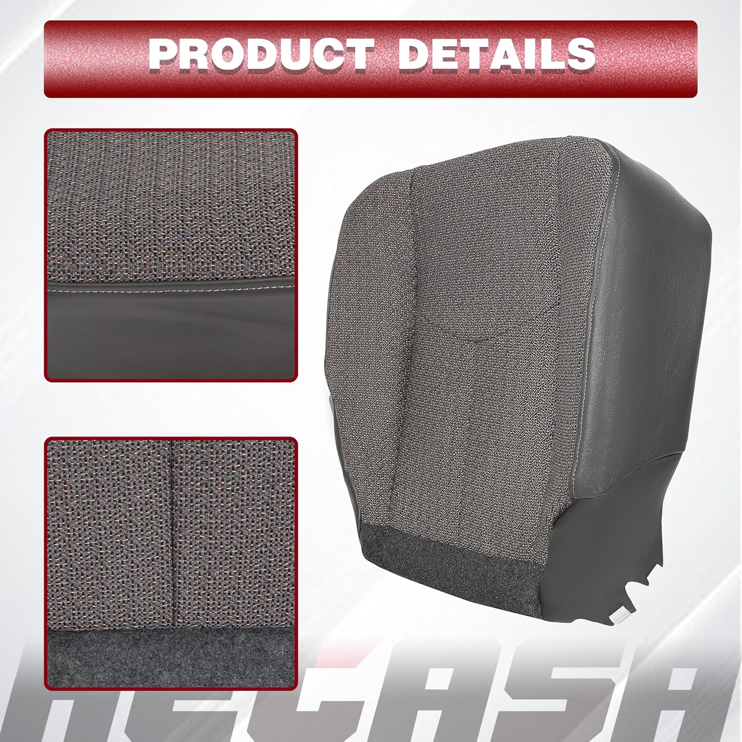 HECASA Seat Cover Driver Side Bottom Compatible with 2003-2007 Chevy Silverado 1500 1500HD 2500 2500HD 3500 Dark Gray Front Left