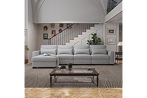 130 Light Grey L-Shaped Sectional Sofa