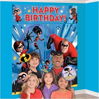 Amscan Disney/Pixar Incredibles 2" Scene Setter with Props, Party Favor, One Size, Multicolor
