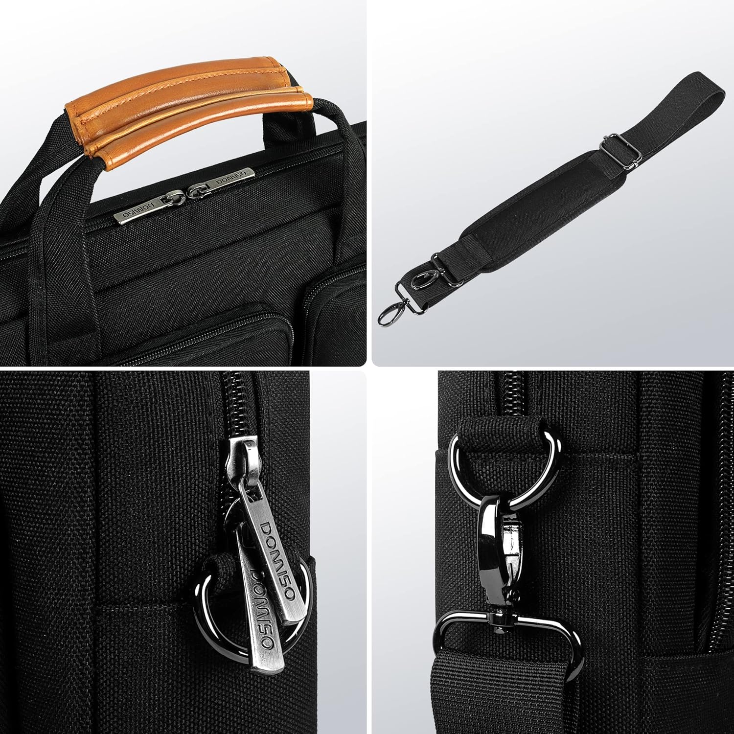 DOMISO 17-17.3 Inch Laptop Bag Business Briefcase with Shoulder Strap Messenger Bag Compatible with 17" Laptops/17.3" HP Pavilion/MSI GS73VR Stealth Pro/Dell Inspiron 17/Acer/ASUS,Black - Image 5