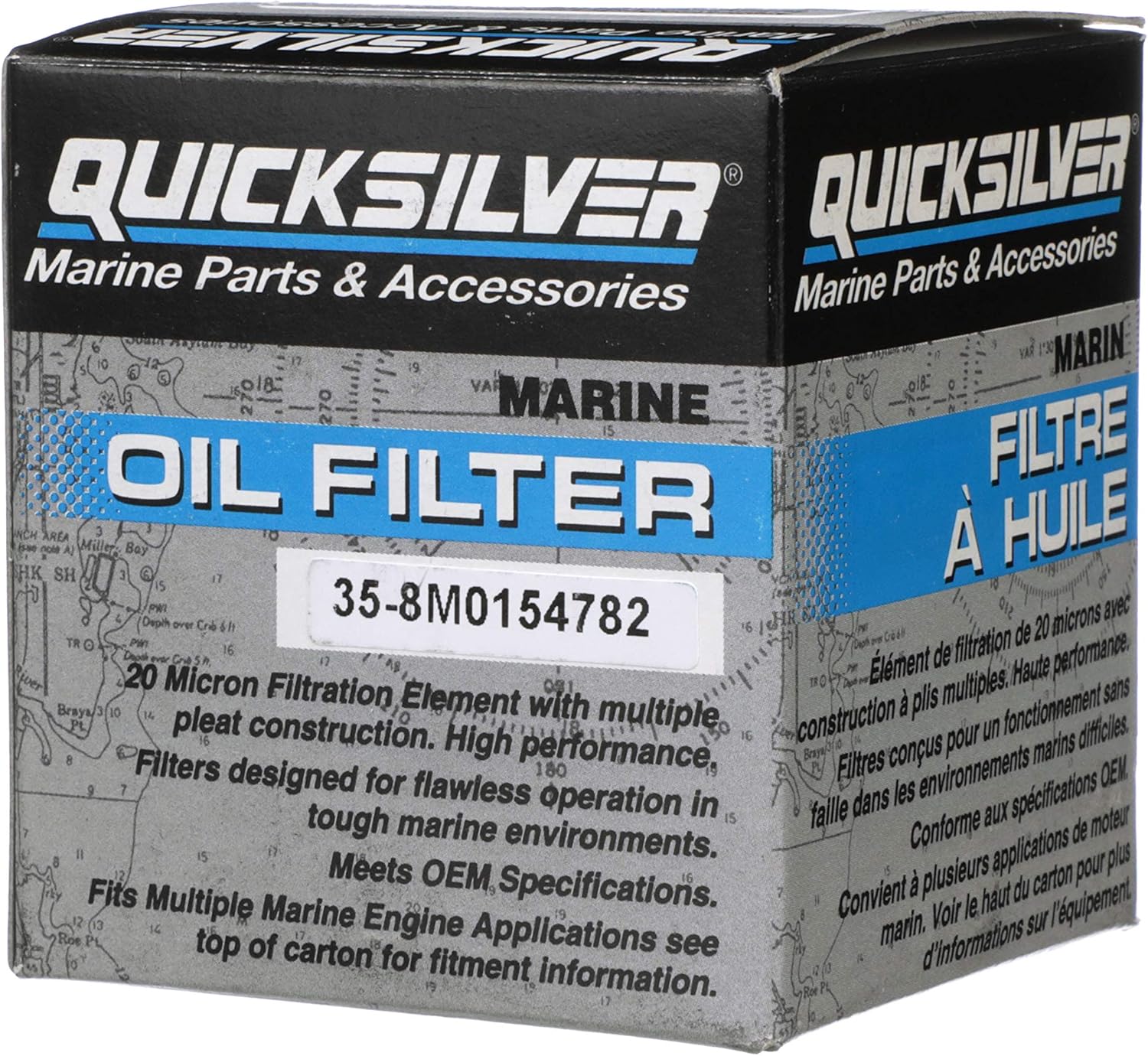 Quicksilver 8M0154782 Oil Filter for Various Marine Engines (Pack of 2)