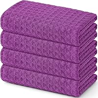 Vista 59 de Homaxy Toallas de cocina de microfibra con tejido de gofre, 16 x 28 pulgadas, ultra absorbentes y de color sólido, paquete de 4, gris