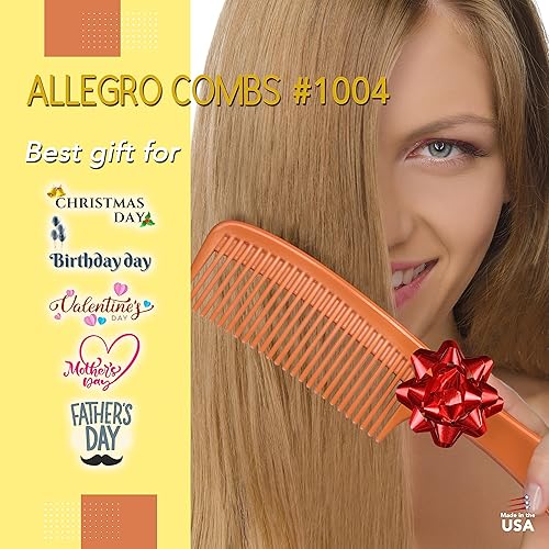 Miniatura 8 de Allegro Comb 1004 Peine desenredante de dientes anchos para mujeres, estilistas y pelo rizado, peine para hombre, 1 pieza (bronceado)