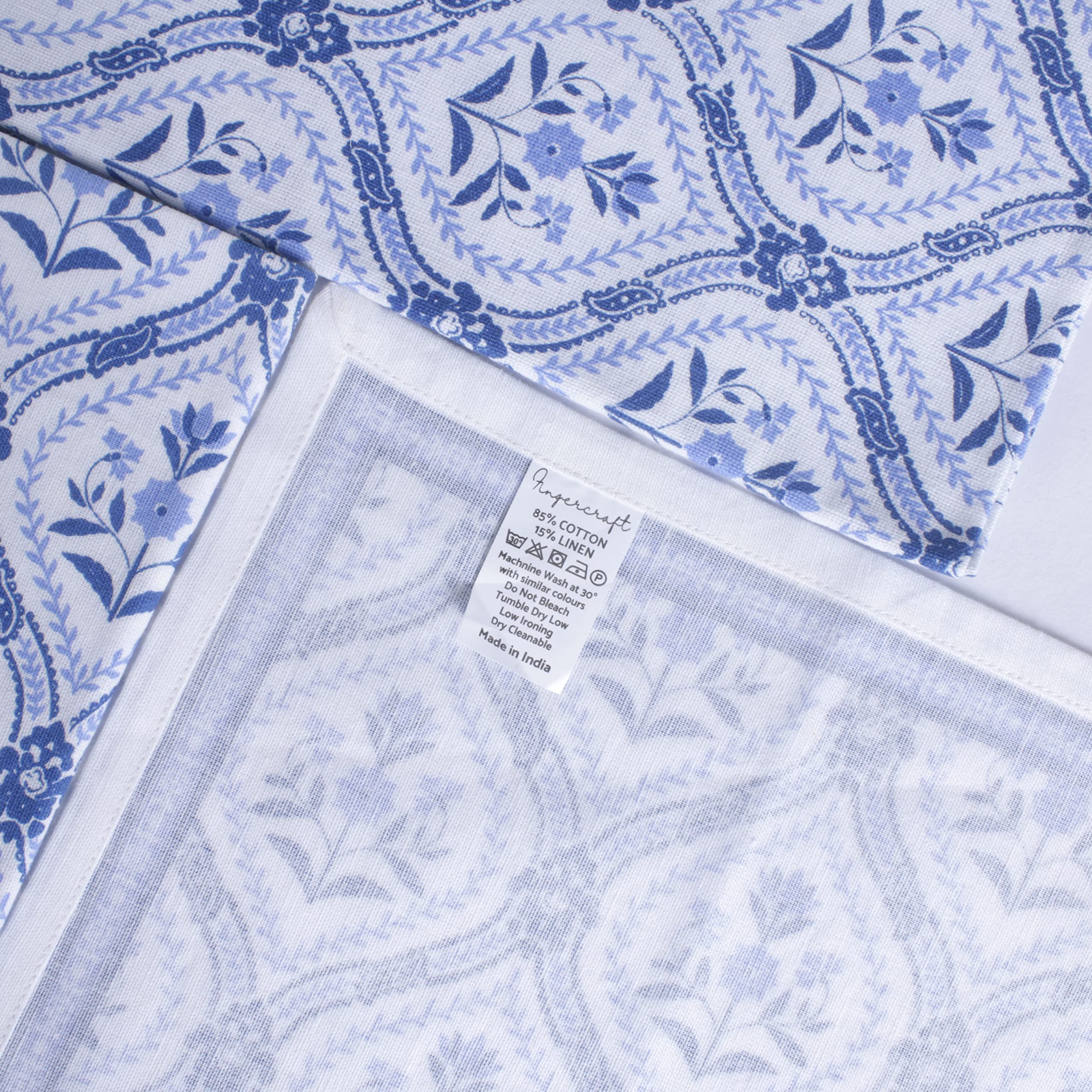 FINGERCRAFT Lot de 12 serviettes de table en coton et lin mélangé avec des coins en onglet, parfaites pour les fêtes, dîners, mariages, cocktails, Noël, Pâques - 50,8 x 50,8 cm - Bleu damassé