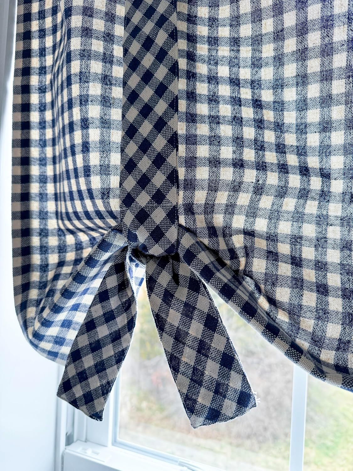 Piper Classics Doylestown Check Roman Valance Curtain, 24" L x 40" W, Blue and CreamAdjustable Window Treatment Shade