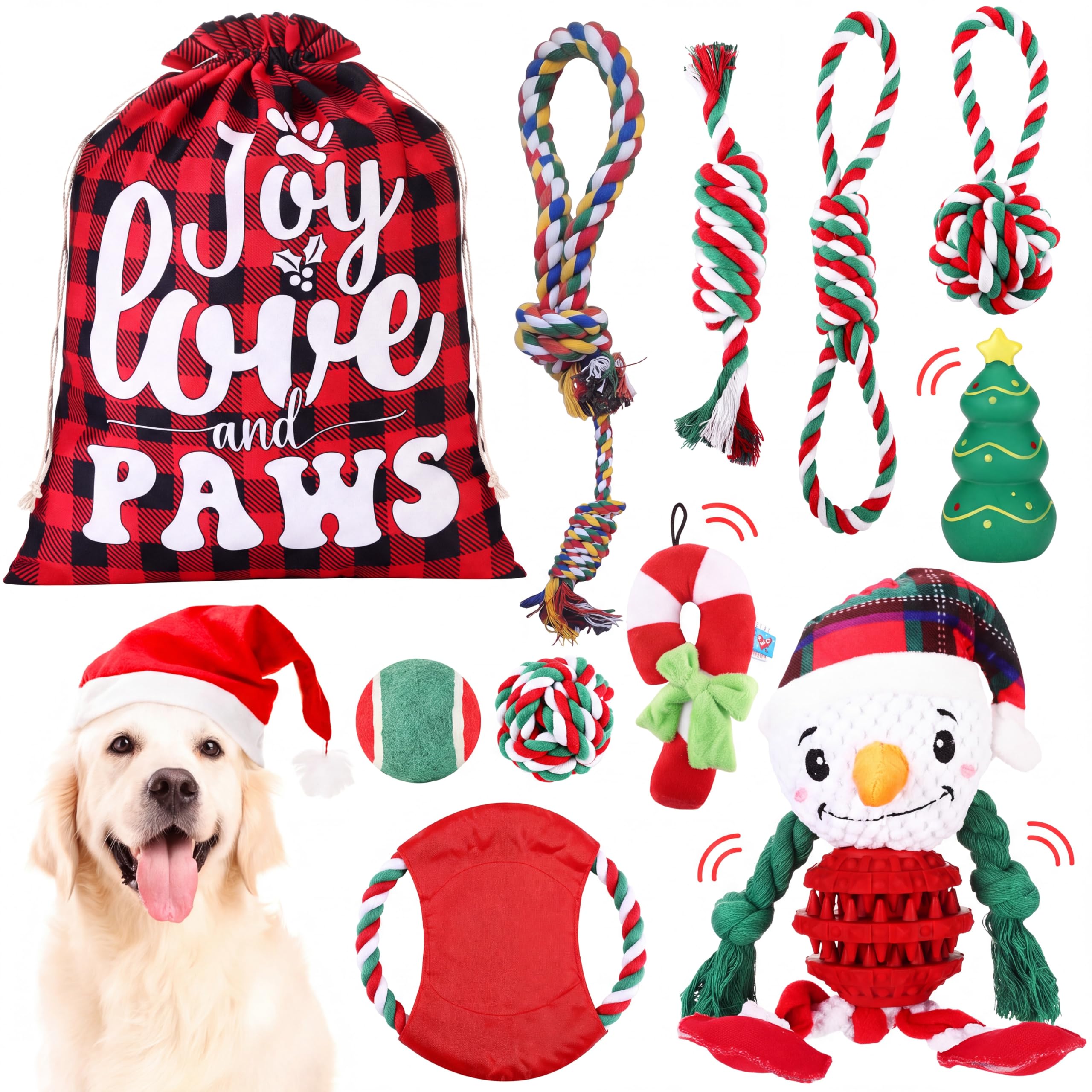 Abbylike Kauspielzeug für Hunde, waschbar, buntes Baumwollseil, für Welpen, interaktives Spielzeug, Seilspielzeug für Haustiere, kleine, mittelgroße Hunde (weißer Schneemann), 11 Stück
