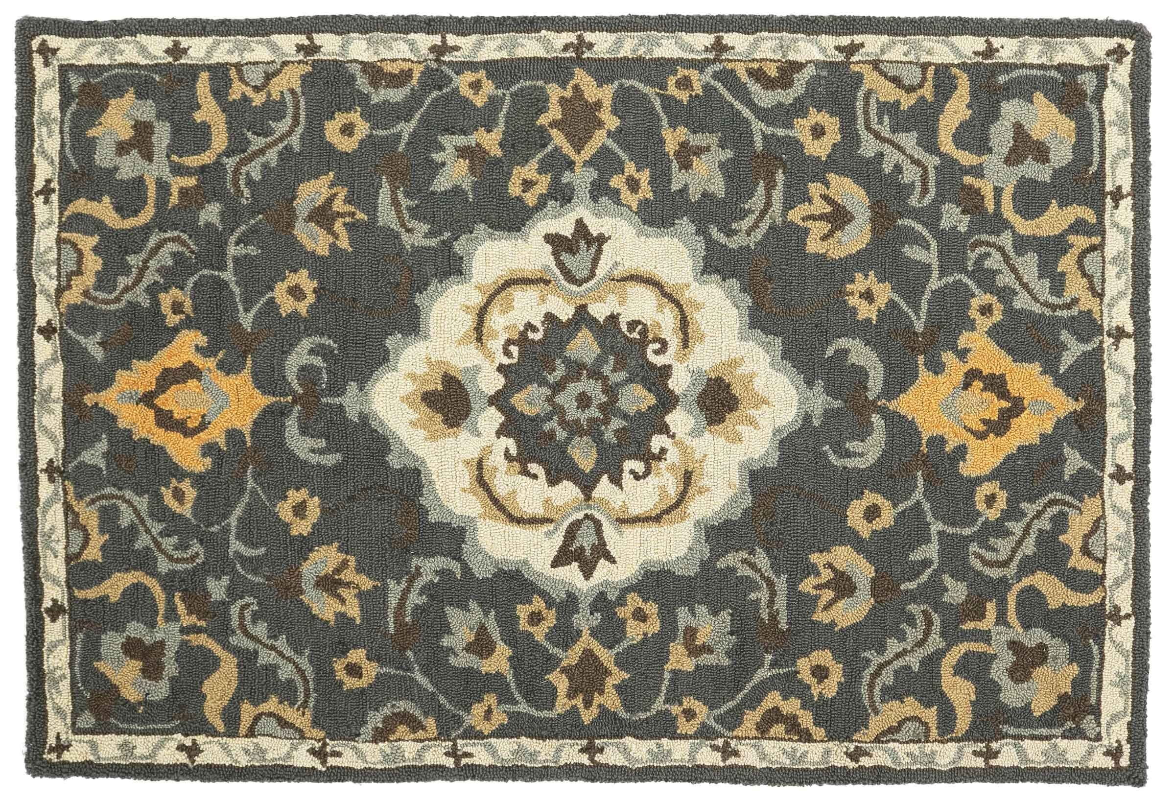 Tapis en laine 120 x 180 cm gris idéal pour salon contemporain cocooning