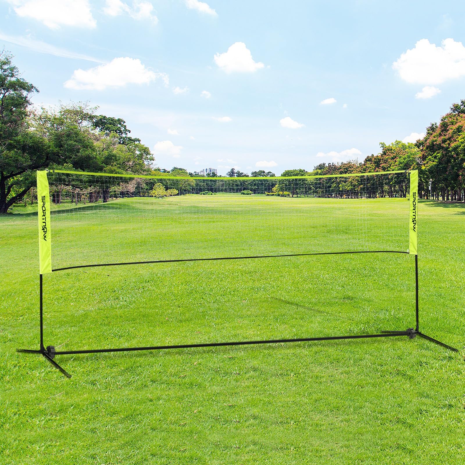 SPORTNOW Filet de Badminton, Filet Portable pour Volley-Ball, Pickleball et Tennis, Hauteur Ajustable de 107 à 155 cm, avec Sac de Transport, Cadre métallique