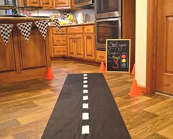 Super Z Outlet 10ft Long Racetrack Floor Running Racer Party Decoration Mat Drag Race Car Road Go Kart Theme Birthday Games (2ft Wide)
