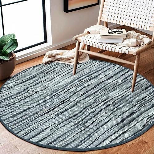 Miniatura 160 de Alfombra de trapo 100% algodón de 2 x 3 pies, lavable multicolor, alfombra Chindi tejida a mano y reversible para sala de estar, cocina, entrada