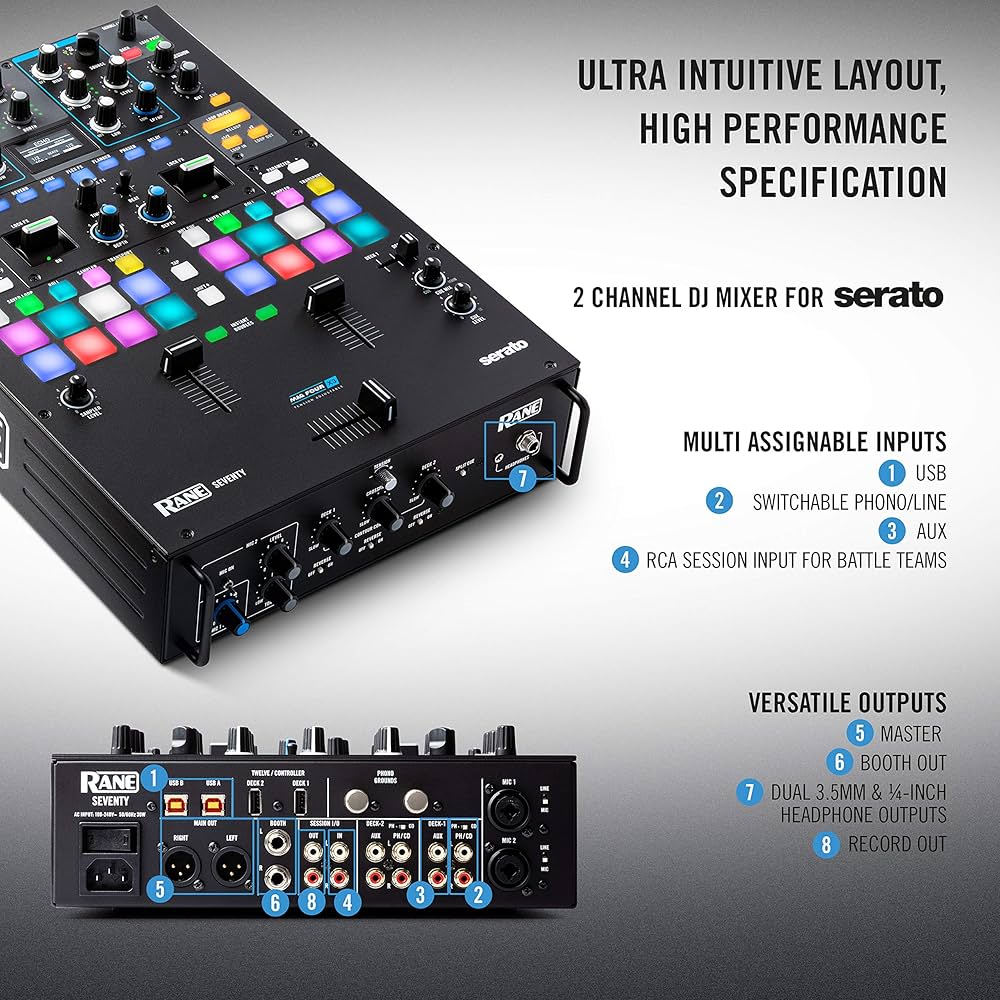 RANE DJ SEVENTY – Mixer de DJ de dois canais para Serato DJ